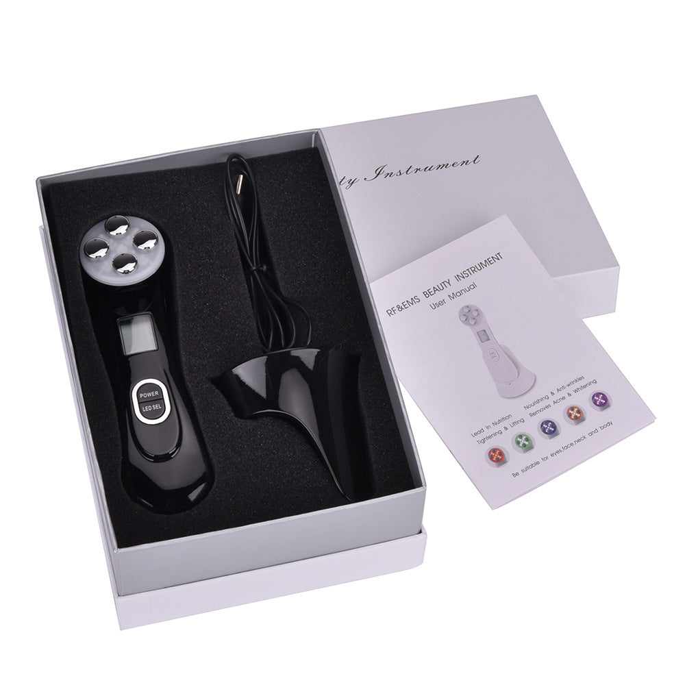 Appareil de Soin Visage 6-en-1 – EMS, Radiofréquence, LED Photon, Électroporation & Raffermissement