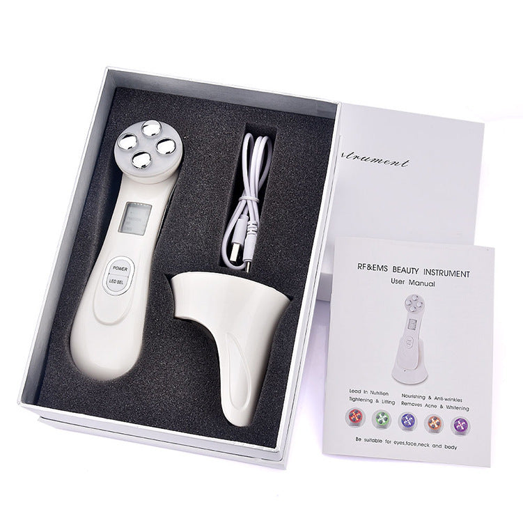 Appareil de Soin Visage 6-en-1 – EMS, Radiofréquence, LED Photon, Électroporation & Raffermissement
