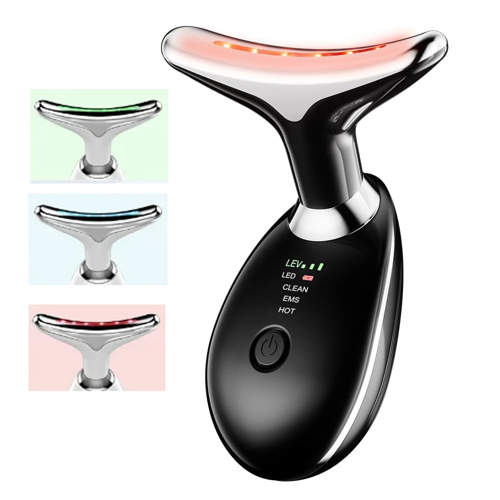 Masseur Visage & Cou LED 7 Couleurs – Raffermissant, Anti-Âge & Éclat – Soin Maison pour Peau Liftée