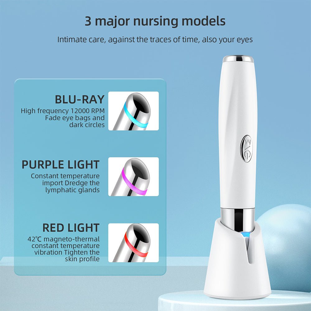 Stylo de Massage Intelligent pour les Yeux – Anti-Cernes, Anti-Poches, Chauffant & Vibrations Haute Fréquence