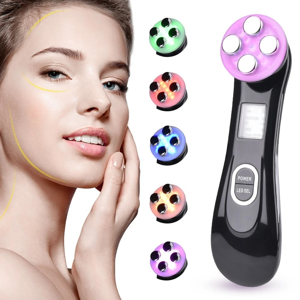Appareil de Soin Visage 6-en-1 – EMS, Radiofréquence, LED Photon, Électroporation & Raffermissement
