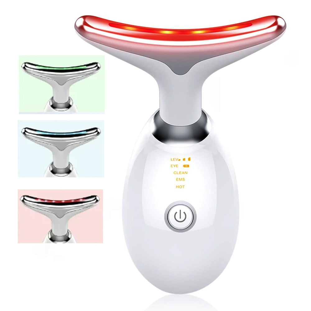 Masseur Visage & Cou LED 7 Couleurs – Raffermissant, Anti-Âge & Éclat – Soin Maison pour Peau Liftée
