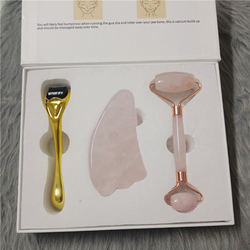 Coffret Massage Visage - Rouleau de Jade, Gua Sha et Roller Micro-Aiguilles