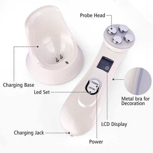 Appareil de Soin Visage 6-en-1 – EMS, Radiofréquence, LED Photon, Électroporation & Raffermissement