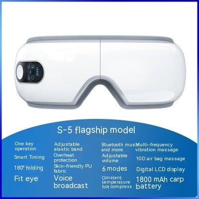 Masseur Oculaire Intelligent S-5 – Massage 10D, Chaleur Relaxante, Bluetooth & Écran LCD