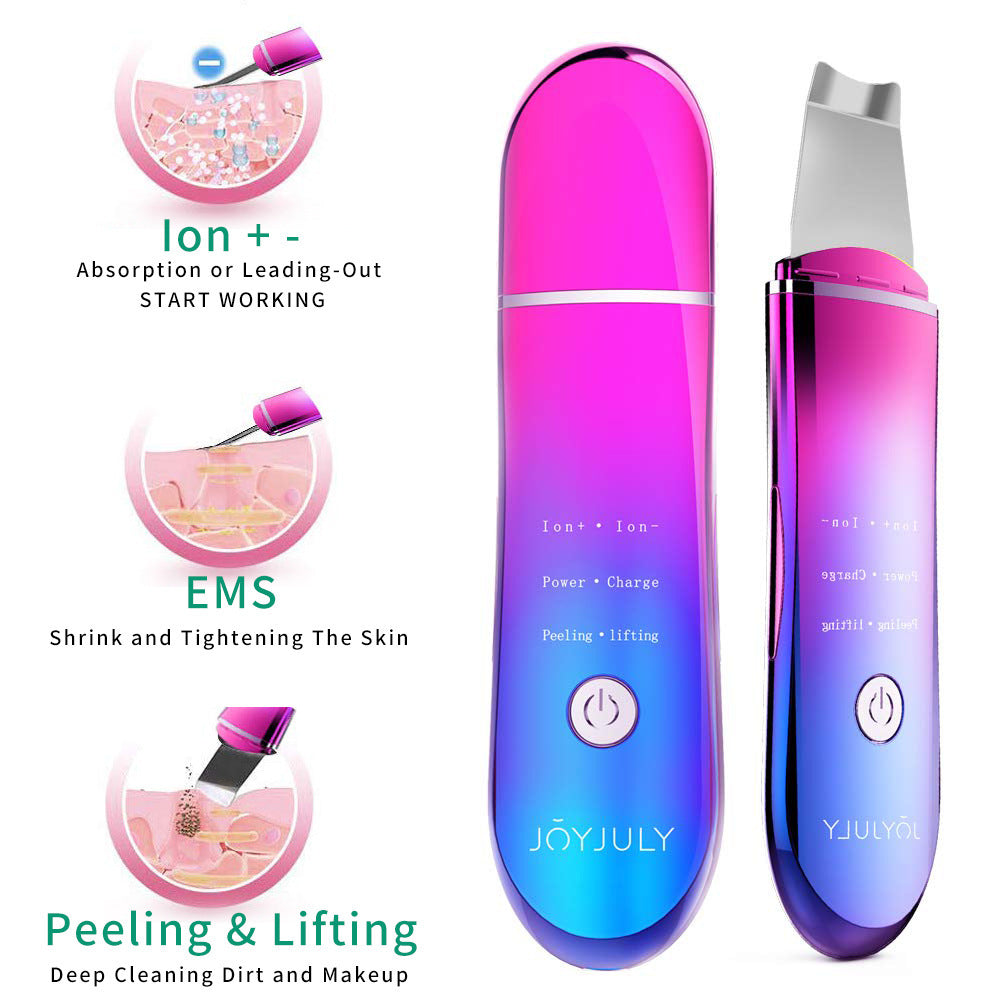Spatule Ultrason Visage 3-en-1 – Nettoyage Profond, Ion +/-, EMS Raffermissant & Peeling Liftant – Rechargeable USB