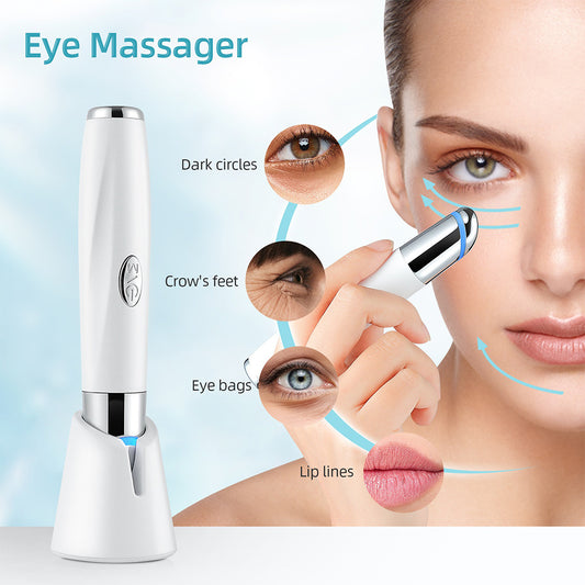 Stylo de Massage Intelligent pour les Yeux – Anti-Cernes, Anti-Poches, Chauffant & Vibrations Haute Fréquence